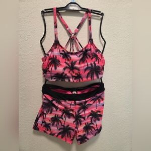 Pink and Black 3pc Bathing Suit By Aqua Eve